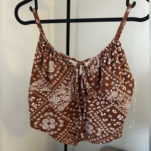 Brown “Bandana” Crop Top